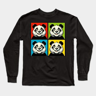 Pop Cheerful Panda - Funny Panda Art Long Sleeve T-Shirt